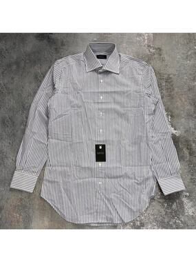 NWT Barneys New York Blue & White Striped Dress Shirt. Made In Japan Size Medium